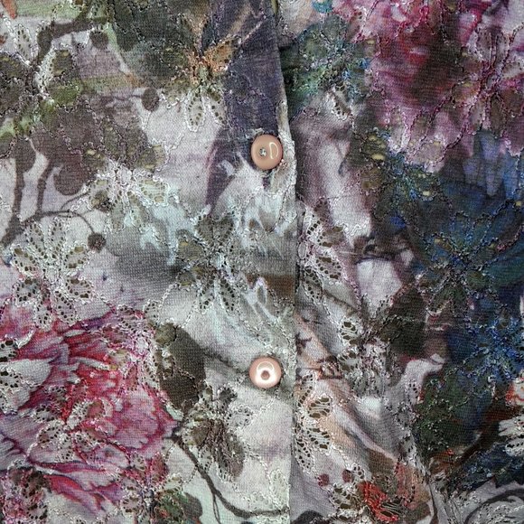 Vintage Floral Lace Eyelet Button Front Blouse - Picture 4 of 8